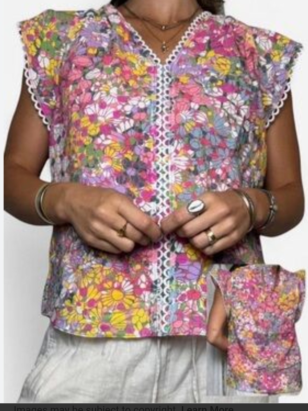 kate spade Pink Multi Floral Crochet-Trim Tank